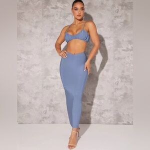 SHEIN bae blue skirt set